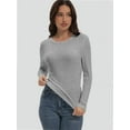 thumbnail image 3 of Womens Long Sleeve Stretch Crew neck T-Shirt Fitted Casual Basic Tops, 3 of 6