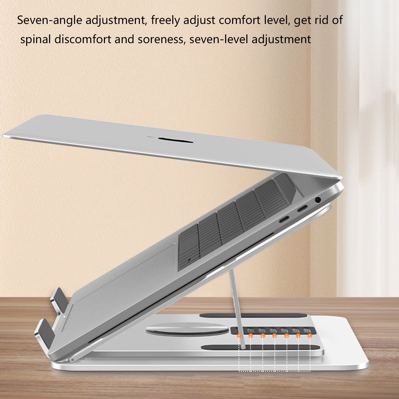 Foldable Aluminum Laptop Stand With 7 Heights Setting And NonSlip Base For Secure Placement On Any Desk Or Surfaces