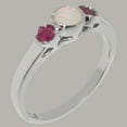 thumbnail image 2 of LBG British Made 14k White Gold Natural Opal & Ruby Womens Promise Ring - 33 size options - Size 9.5, 2 of 7