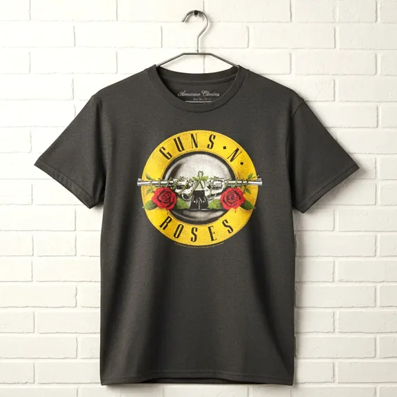 Guns N Roses Logo Men's T Shirt (CharcoalHeather, Adult4XL)