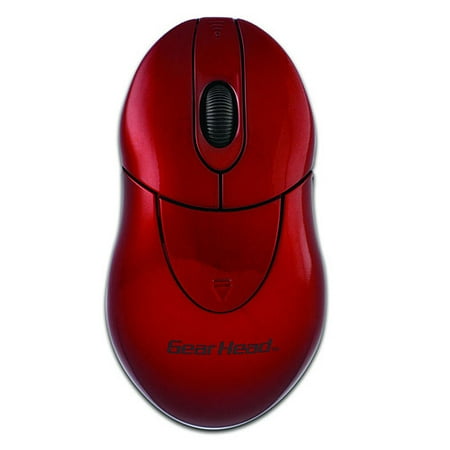 Gear Head Wireless Optical Mini Mobile Mouse MP1800RED - Mouse - optical - wireless - USB wireless receiver - red