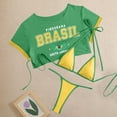 thumbnail image 4 of DailyTrove Women 3 Piece Bikini Set with Short Sleeve Cover Up Swimsuit Thong Bottom Bathing Suit, 4 of 5