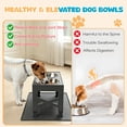 thumbnail image 5 of ZALALOVA Elevated Dog Bowls with Mat, Raised Dog Food Bowl Stand with 2 Stainless Steel Bowls, 5 Height Adjustable(3.15", 8.9", 10",11.2", 12.4") for Medium and Large Dogs（Gray）, 5 of 7