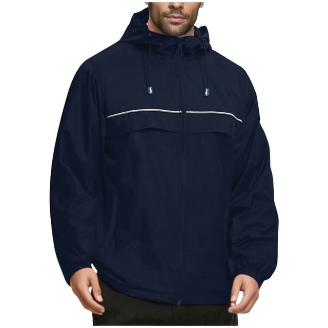 Mgmyaa Manteau à Capuchon Imperméable pour Homme pour l'Extérieur, Coupe-Vent Léger Compressible à Fermeture Éclair avec Poches et Sac de Rangement