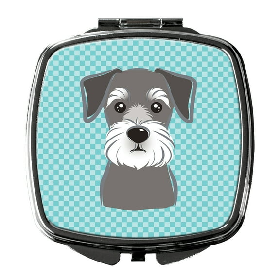 Checkerboard Blue Schnauzer Compact Mirror BB1144SCM