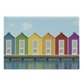 thumbnail image 1 of Landscape Cutting Board, Image of Colorful Beach Cabins on an Old Wooden Pier by Sea Summer Beach House, Decorative Tempered Glass Cutting and Serving Board, Large Size, Multicolor, by Ambesonne, 1 of 1