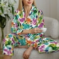 thumbnail image 6 of Daiia Watercolor Flowers for Women's Long-Sleeved Pajama Set – Soft & Comfortable Sleepwear Button-Up Pajamas Cozy Lounge Wear-XX-Large, 6 of 7
