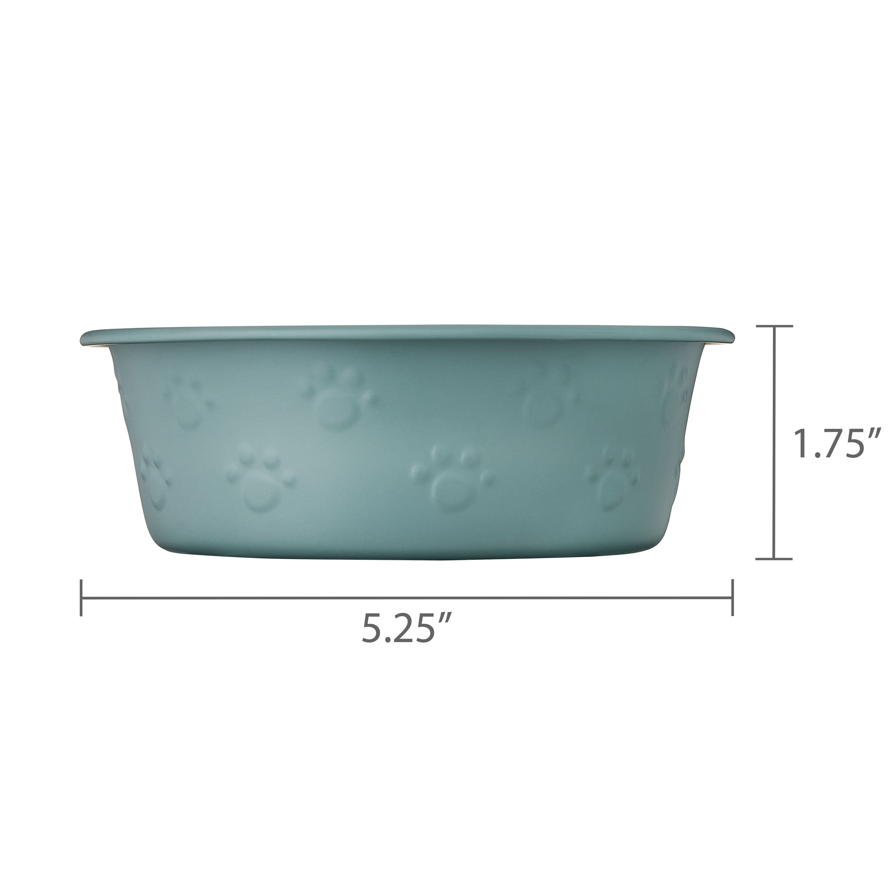 Vibrant Life Small Stainless Steel Embossed Dog Bowl, Green Paws