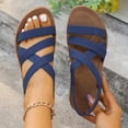 thumbnail image 3 of Rokment Women's Platform Wedge Strappy Fisherman Sandals Comfortable Elastic Orthopedic Low Arch Support Slip on Walking Summer Shoes for Vacation Travel Blue Size 8.5, 3 of 7