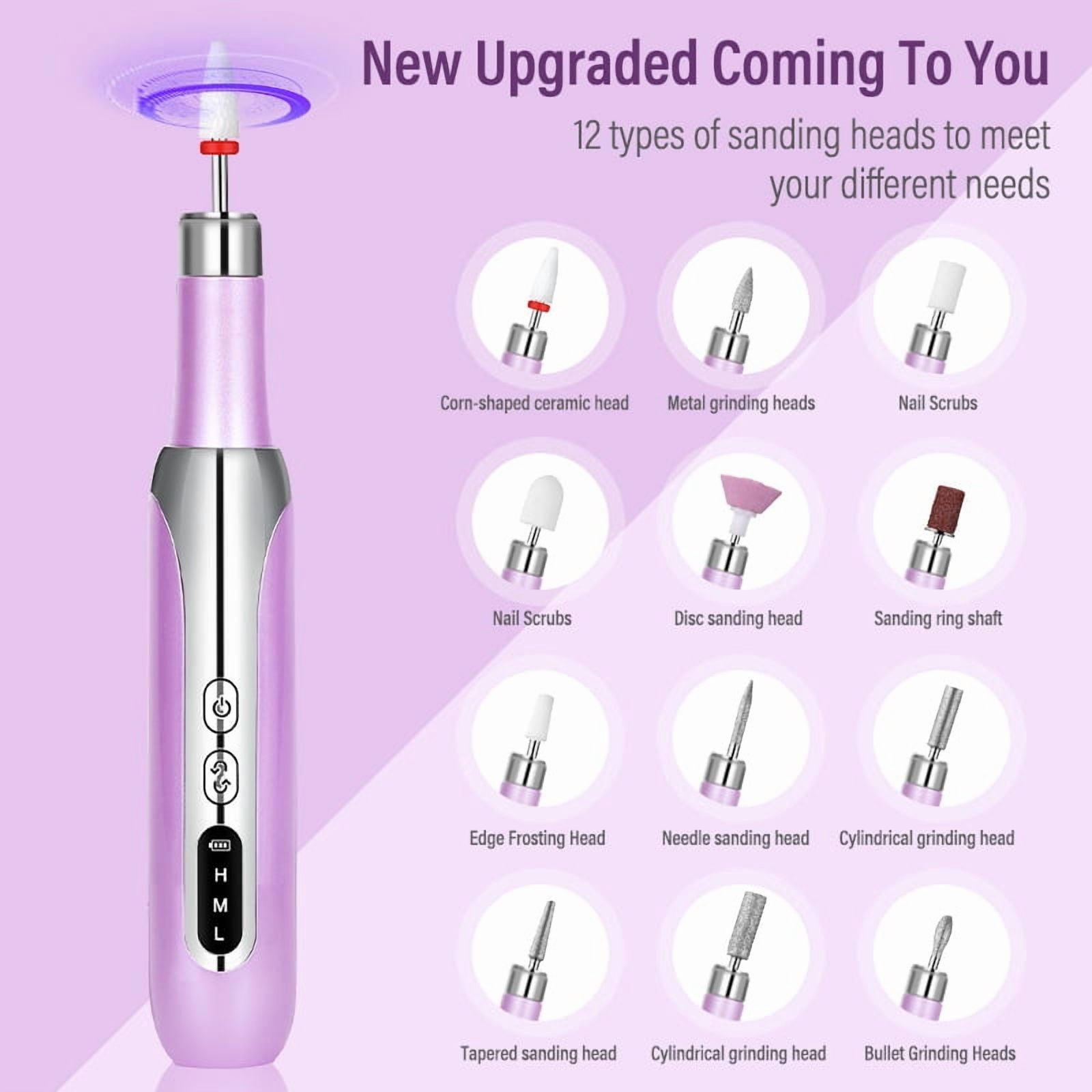 Professional Nail Drill Machine, Electric Manicure Pedicure Kit -15000RPM Cordless Nail Grinder (Portable Rechargeable Electric Nail File Set)