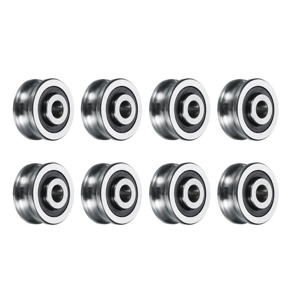 Uxcell 8 Packs SG20 U Groove Track Guide Bearing 6x24x11mm U Groove Roller Wheel (GCr15) Chrome Steel Bearings