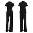 thumbnail image 5 of Txlixc Traje de mujer, camiseta de cuello alto de manga corta con traje de pantalones de piernas anchas Txlixc moda, 5 of 5