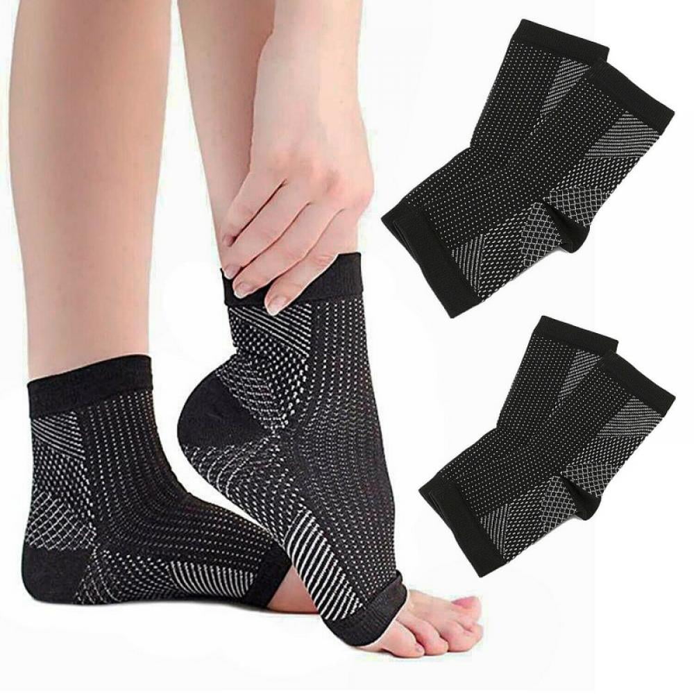 Qlan 1pair Foot Compression Sleeve Anti Plantar Support Ankle Socks S-XL 