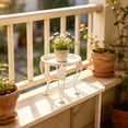 thumbnail image 2 of Vintage Iron Plant Stand - Multi - Functional Rustproof Metal Flower Pot Holder for Indoor Outdoor Gardens, Balconies, Patios & Corners,White, 2 of 6