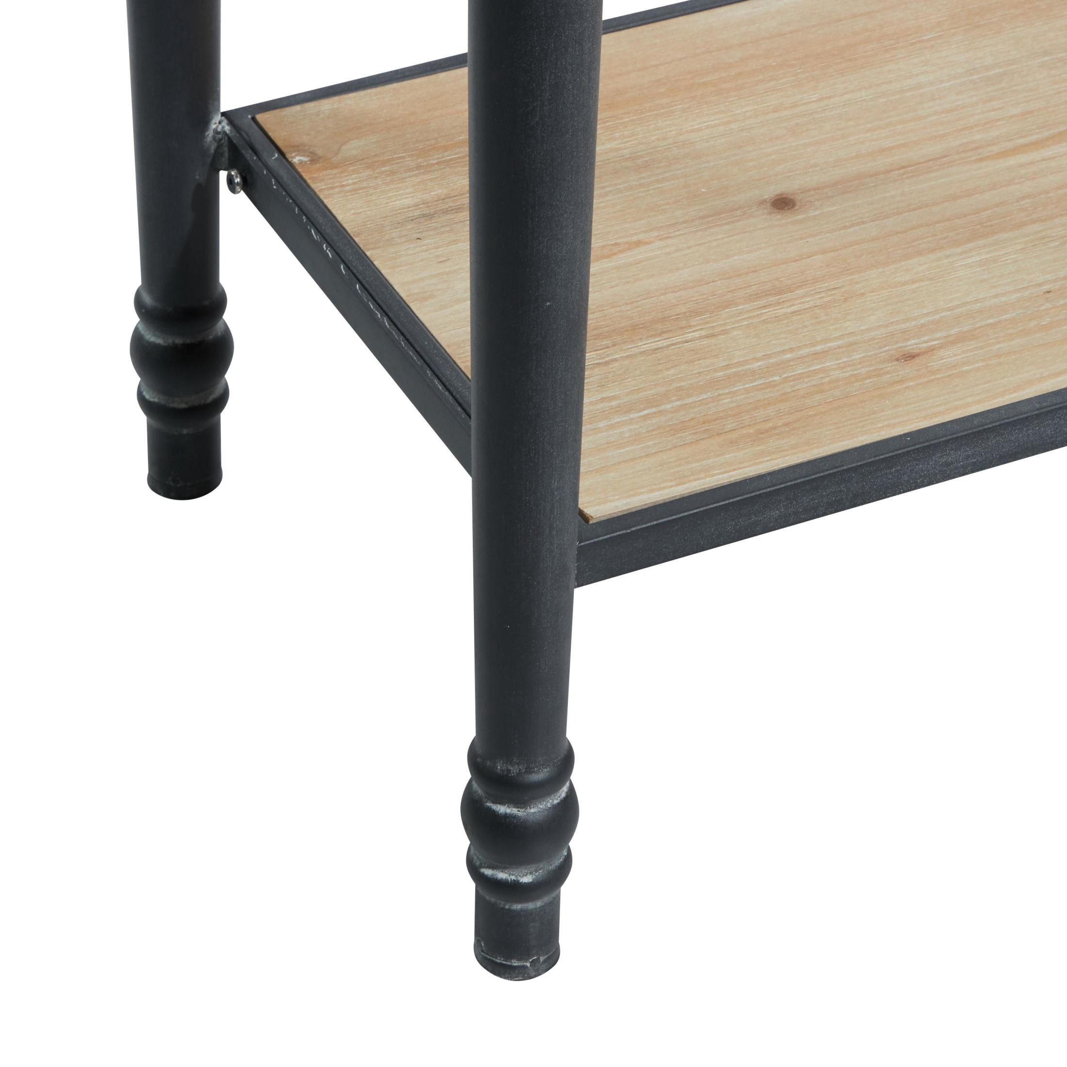 DecMode 47" x 41" Black Metal Arched 2 Shelf and 4 Cubby Console Table with Brown Wood Shelves, 1-Piece