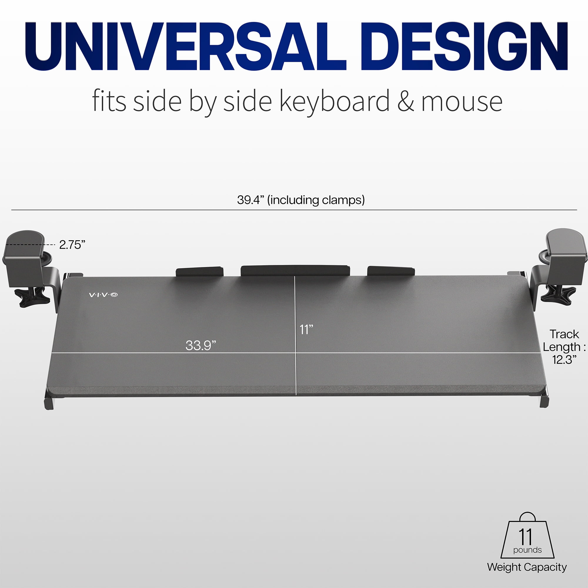 VIVO Vintage Brown Extra Long Clamp-on Computer Keyboard Mouse Under Desk Tray