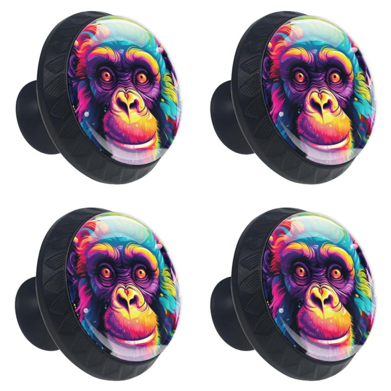 4 Pcs Monkey Knobs for Kitchen Cabinet Cupboard Dresser Bookcase Drawer Pulls Handles Round Home Decor