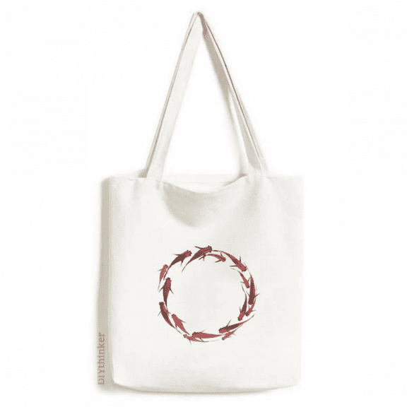 Chinese Red Carp Fish Animal Tote Canvas Bag Shopping Satchel Casual Handbag