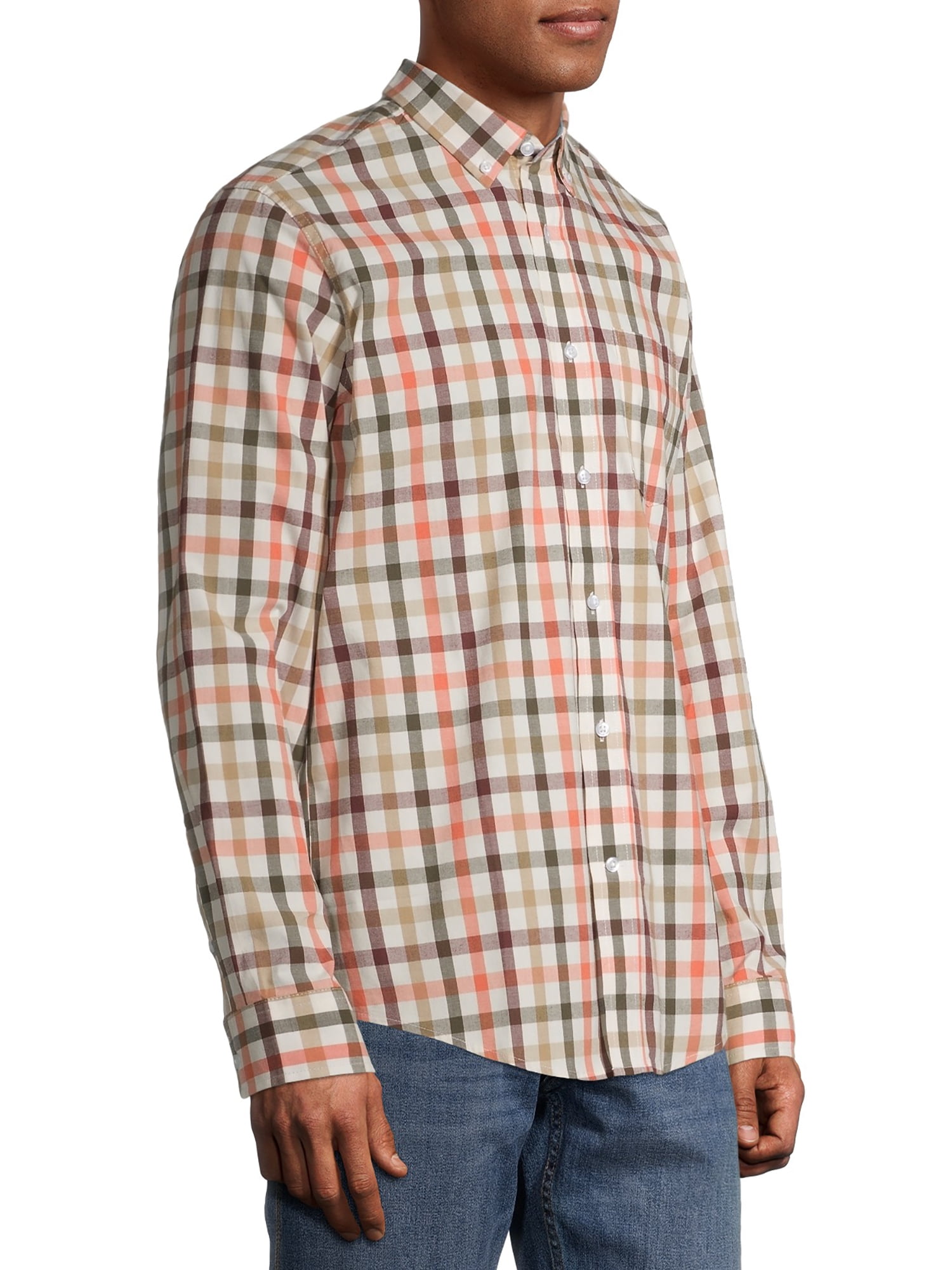 George Men's and Big Men's Long Sleeve Stretch Poplin Shirt, Sizes up to 5XLT