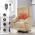 thumbnail image 2 of Garvee Oversized Faux Leather Power Lift Recliner with Massage and Heating, Living Room Recliner with Pockets, Large Beige, 2 of 7