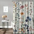 thumbnail image 2 of COMIO  Ink Floral Shower Curtain, Colorful Flower Shower Curtain for Bathroom, Waterproof Fabric Shower Curtain Set, Bathroom Decoration with 12 Hooks, 2 of 5