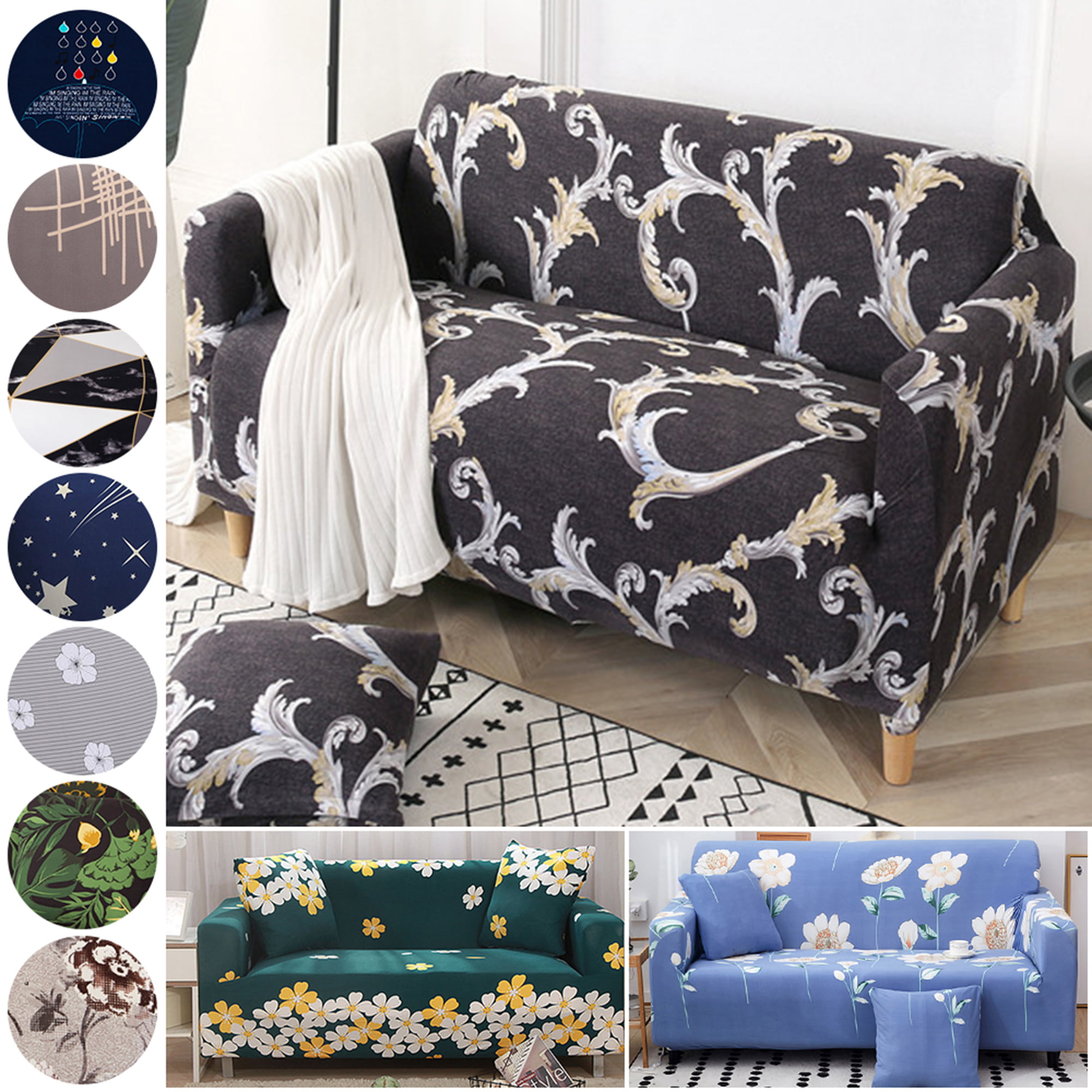 1-4 Seats Stretchy Sofa Seat Cushion Cover Couch Slipcovers Protector Waterproof 
