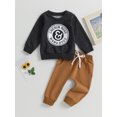 thumbnail image 2 of Coduop Toddler Baby Boy Letter Print Long Sleeve Sweatshirt Tops Pants Outfit 0-3 Years, 2 of 6