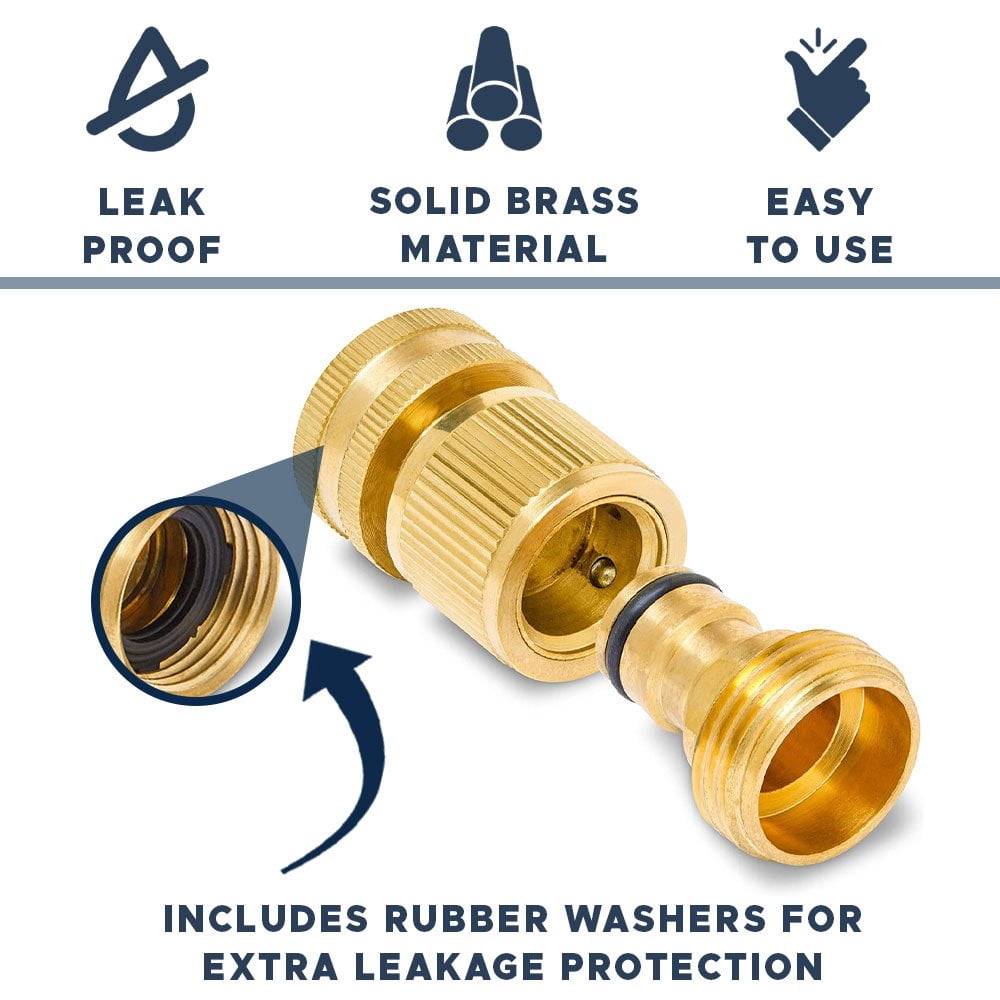 Morvat Brass Quick Connect Garden Hose Fittings for Accessories, 6 Pack