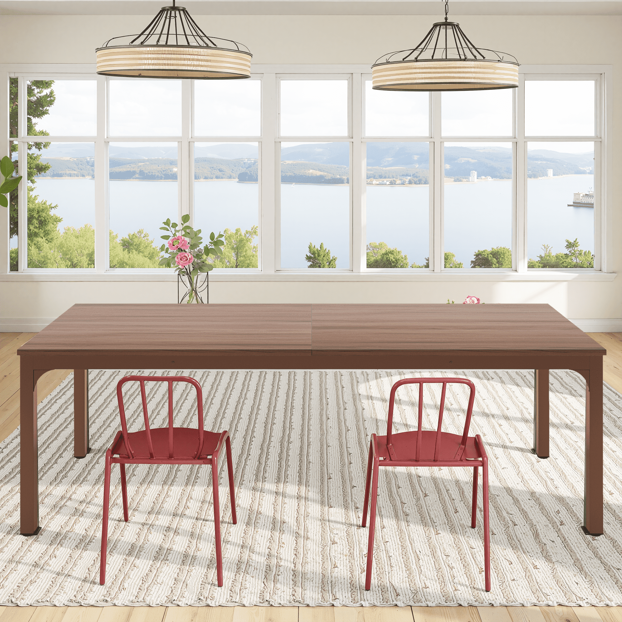 MAYEERTY 78.7 Inch Dining Table, 6-8 Seater Rectangular Table with 25mm MDF Board & Heavy Duty Metal Frame