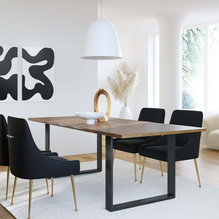 TOV Furniture Beatrix Black Velvet Side Chair with Gold Legs