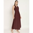thumbnail image 3 of Moomaya Solid Wrap Style Maxi Dress, Sleeveless V-Neck A-Line Party Dress, 3 of 8
