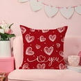 thumbnail image 2 of Valentine''s Day Pillow Covers 18x18 Inch Set of 2 White Lines Love Heart Decor Red Throw Pillow Covers Valentine''s Day Cushion Case Decoration for Sofa Couch 54D, 2 of 6