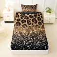 thumbnail image 4 of Homewish Brown Cheetah Print Twin Sheets for Girls, Princess Glitters Printed Bedding, 3 Pieces (1 Flat Sheet, 1 Fitted Sheet and 1 Pillowcase), 4 of 6