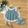 thumbnail image 2 of Mercatoo Shorts Doll Girls Lace Baby Clothes Tops Collar Bow I𝐧fant Girls Outfits&Set Baby Girl Outfit, 2 of 9