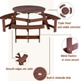 thumbnail image 6 of LuxyHoom Outdoor 6 Person Picnic Table, 6 Person Round Picnic Table with 3 Built-in Benches, Umbrella Hole, Outside Table and Bench Set for Garden, Backyard, Porch, Patio, Brown, 6 of 8