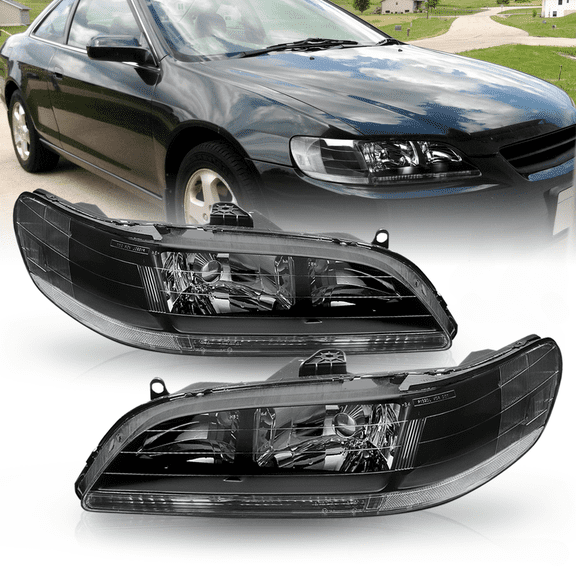 For 1998 1999 2000 2001 2002 Honda Accord Black Clear Corner Headlights
