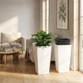 thumbnail image 3 of JoanKaren 30" Tall Planters Set of 2,Heavy Duty Indoor＆ Outdoor Self Watering Pot,High Front Porch Planter Pots with Drainage Holes＆Water Level Monitor＆Inner Bucket,White, 3 of 8