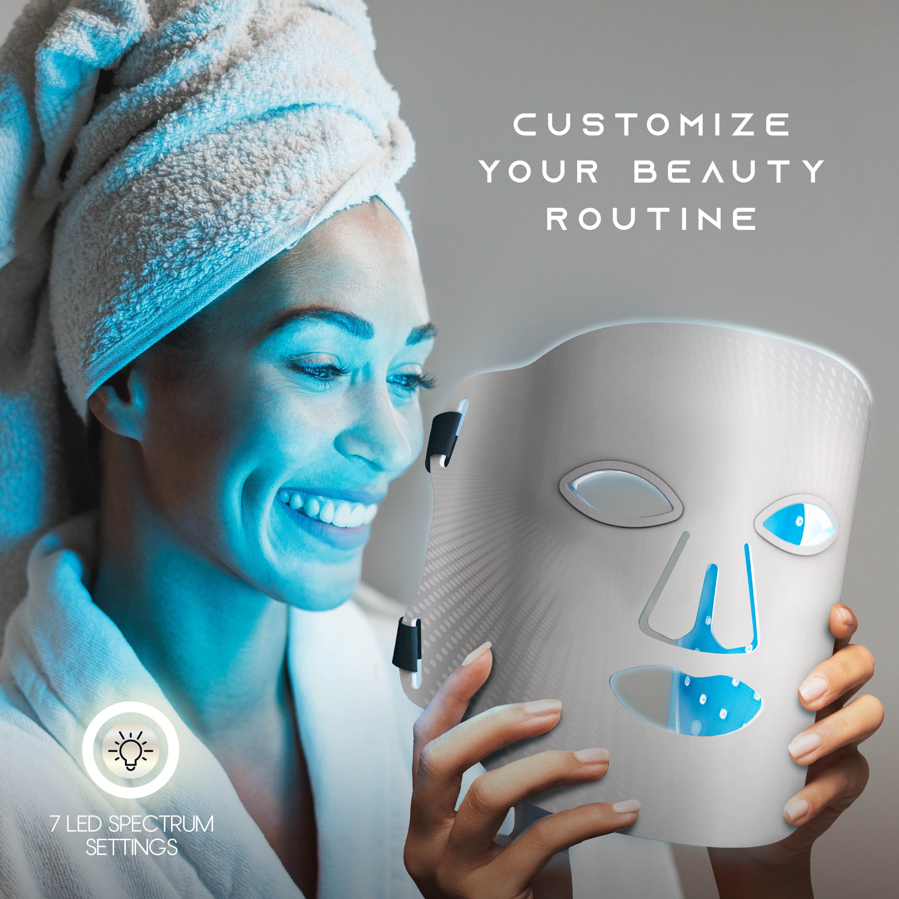 Icon by Tzumi LED Face Mask, Red Light Therapy Facial Mask with 7 LED Color Spectrum, USB-C Rechargeable