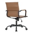 thumbnail image 3 of LeisureMod Harris Leather Office Desk Chair with Swivel Armrests Modern Adjustable Executive Conference Chair for Office and Home (Light Brown), 3 of 6