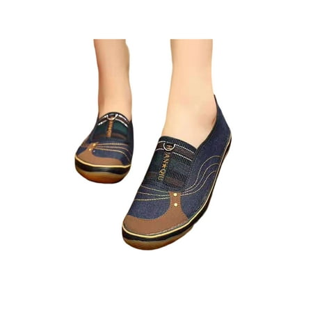 

Ymiytan Womens Loafers Slip On Casual Shoes Non-Slip Flats Driving Espadrille Slip-Resistant Comfort Boat Shoe Blue 4.5