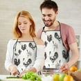 thumbnail image 5 of White Chicken Black Rooster Pattern Apron-Garden Aprons for Women with Pockets-Cotton Linen Waterproof Kitchen Cooking Gardening Aprons Adjustable for Kitchen,Cooking,BBQ and Salon 33x27 Inch, 5 of 7
