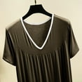 thumbnail image 5 of Yuanlong Womens Nightgown Short Sleeve Plain V-Neck Pajama Dress Spring Summer Indoor Evening Loose Loungewear For Ladies, 5 of 6