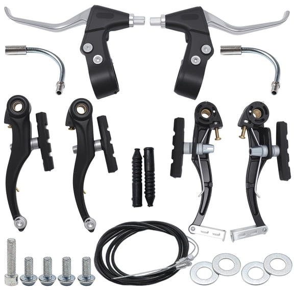 Anxingo Bicycle V Brakes and Disc Brake Set,Complete Bicycle Brake Kit with Brake Cable for Road Bikes and Mountain Bikes-Aluminum