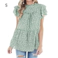 thumbnail image 4 of Sonducket Nlife - Camiseta de manga corta con cuello y volantes de leopardo para mujer Prendas para la parte del cuerpo verde S Sonducket AP002395-05, 4 of 6