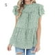 thumbnail image 1 of Camisa Mujer Camisa Con Estampado De Leopardo Con Mangas Volantes Ropa De Verano, Verde, S Advancent AP002395-05, 1 of 7