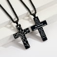 thumbnail image 2 of APSVO Black Cross Necklace for Men Son Boyfriend Stainless Steel Spider Web Bible Verse Pendant 18 In Chain 1st Communion Confirmation Baptism Religious Christian Christmas Jewelry Gift, 2 of 6