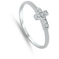 thumbnail image 4 of Small Cross Clear Cubic Zirconia Ring 925 Sterling Silver Band White Jewelry Female Male Size 8, 4 of 4