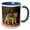 Blue/White, variant on 3drose, Wild Wolf Watercolor Illustration, 11oz Two-tone Blue Mug