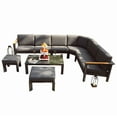 thumbnail image 3 of Outdoor Furniture Set L-Shape 7-Piece Sectional Sofa Patio Conversation Set - Black Olefin, 3 of 9