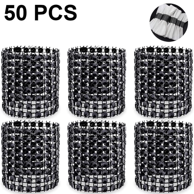 Anneaux de Serviette, Anneaux de Serviette en Strass Décoration Diamant pour Ensembles de Lieux, Réceptions de Mariage, Dîners Ou Fêtes, Réunions de Famille